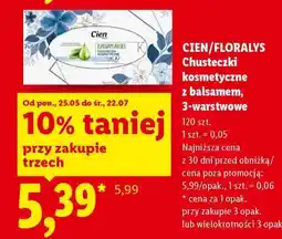 Lidl CIEN/FLORALYS Chusteczki kosmetyczne z balsamem, 3-warstwowe oferta