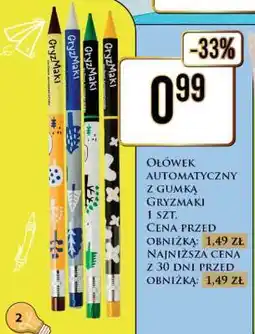 Dino Ołówek automatyczny z gumką Gryzmaki 1 szt oferta