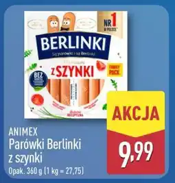 ALDI ANIMEX Parówki Berlinki z szynki oferta