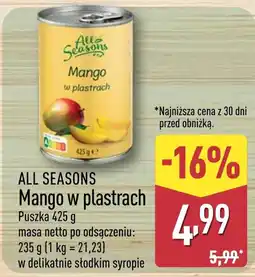 ALDI All Seasons Mango w plastrach oferta
