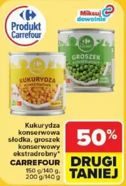 Carrefour Market Kukurydza konserwowa słodka, groszek konserwowy ekstradrobnym carrefour oferta