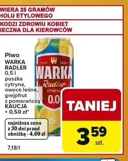 Carrefour Express Piwo bezalkoholowe Warka Radler owoce leśne oferta