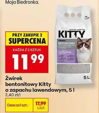 Biedronka Żwirek bentonitowy Kitty o zapachu lawendowym, 5 l oferta