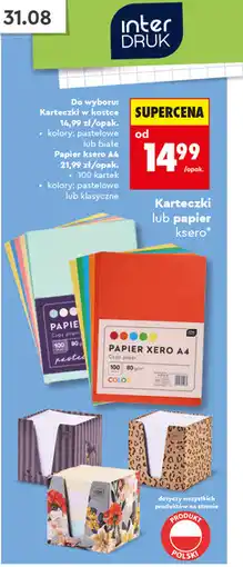 Biedronka Karteczki w kostce lub papier ksero A4 Interdruk oferta