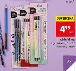 Biedronka Kidea Ołówki HB z gumkami, 3 szt oferta