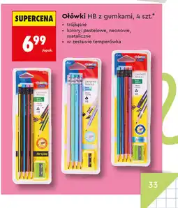 Biedronka Colorino Ołówki HB z gumkami, 4 szt oferta