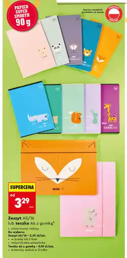 Biedronka Zeszyt A5/16 lub teczka A4 z gumką Interdruk Bebe oferta