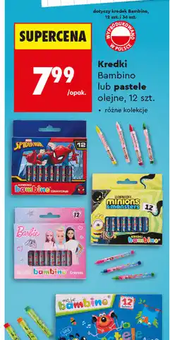 Biedronka Kredki Bambino lub pastele olejne, 12 szt oferta