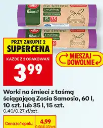 Biedronka Worki na śmieci z taśmą ściągającą Zosia Samosia, 60 l, 10 szt. lub 35 l, 15 szt oferta
