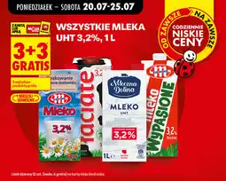 Biedronka Wszystkie mleka UHT 3,2%, 1 L (Łaciate, Mleczna Dolina, Mlekovita) oferta