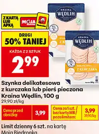 Biedronka Szynka delikatesowa z kurczaka lub pierś pieczona Kraina Wędlin oferta