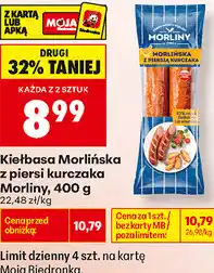 Biedronka Kiełbasa Morlińska z piersi kurczaka Morliny oferta