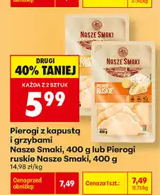 Biedronka Pierogi z kapustą i grzybami lub Pierogi ruskie Nasze Smaki oferta