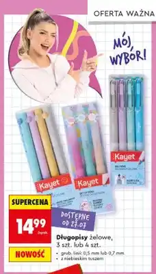 Biedronka Długopisy żelowe Kayet 3-pak oferta