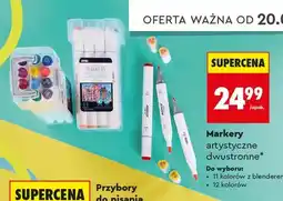 Biedronka Markery artystyczne dwustronne LOOZZ 11 kolorów z blenderem oferta