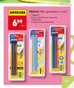 Biedronka Ołówki HB z gumką i temperówką Colorino Pastel oferta