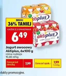 Biedronka Jogurt owocowy Aktiplus truskawkowy 6-pak oferta