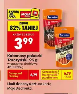Biedronka Kabanosy paluszki Tarczyński drobiowe oferta