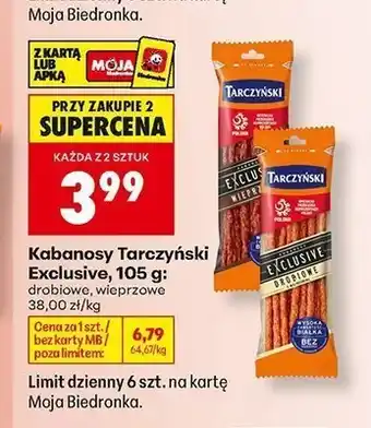 Biedronka Kabanosy Tarczyński Exclusive drobiowe oferta