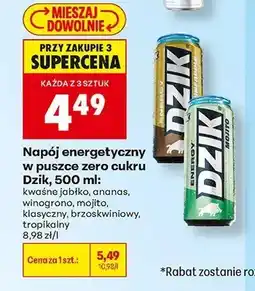 Biedronka Napój energetyczny w puszce zero cukru Dzik Pineapple oferta