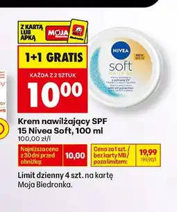 Biedronka Krem nawilżający Nivea Soft SPF 15 oferta