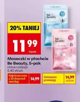 Biedronka Maseczka w płachcie Be Beauty nawilżenie 5-pak oferta