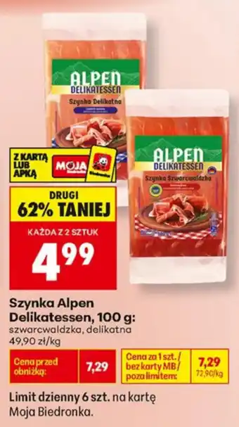Biedronka Szynka Alpen Delikatessen oferta