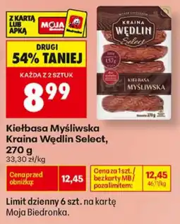 Biedronka Kiełbasa Myśliwska Kraina Wędlin Select oferta