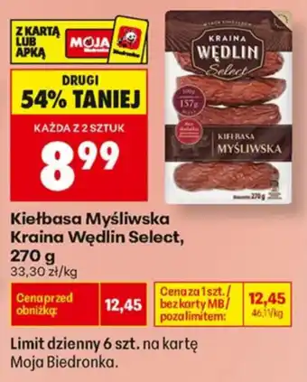 Biedronka Kiełbasa Myśliwska Kraina Wędlin Select oferta