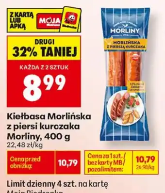 Biedronka Kiełbasa Morlińska z piersi kurczaka oferta