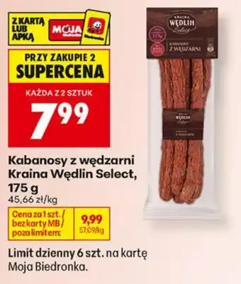 Biedronka Kabanosy z wędzarni Kraina Wędlin Select oferta