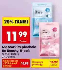 Biedronka Maseczki w płachcie Be Beauty oferta