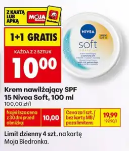 Biedronka Krem nawilżający SPF 15 Nivea Soft oferta