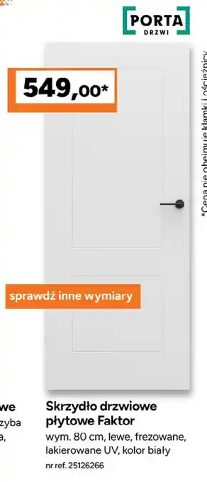 Skrzydło drzwiowe płytowe Faktor