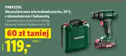 Lidl Parkside Akumulatorowa wiertarkowkrętarka 20 V oferta