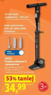 Lidl CRIVIT Pompka podłogowa XL z manometrem oferta