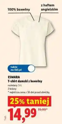 Lidl ESMARA T-shirt damski z bawełny oferta