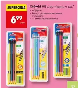 Biedronka Ołówki HB z gumkami, 4 szt oferta