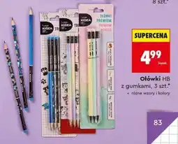 Biedronka Ołówki HB z gumkami, 3 szt oferta