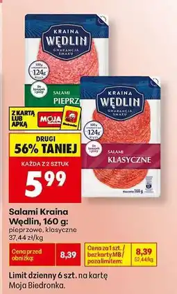 Biedronka Salami Kraina Wędlin , 160 g : oferta