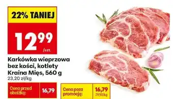 Biedronka Karkówka wieprzowa bez kości, kotlety Kraina Mięs, 560 g oferta