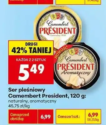 Biedronka Ser pleśniowy Camembert President, 120 g oferta