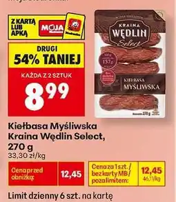 Biedronka Kiełbasa Myśliwska Kraina Wędlin Select, 270 g oferta