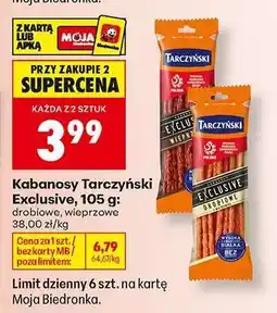 Biedronka Kabanosy Tarczyński Exclusive 105 g oferta