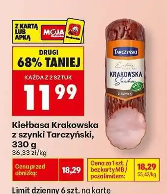 Biedronka Kiełbasa krakowska z szynki Tarczyński 330 g oferta