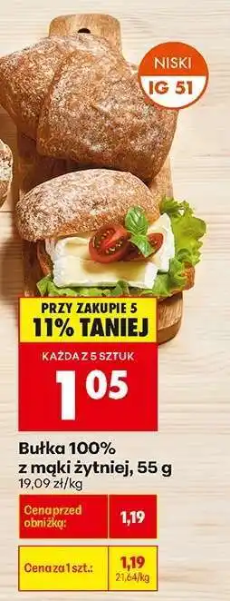 Biedronka Bułka 100 % z mąki żytniej 55 g oferta