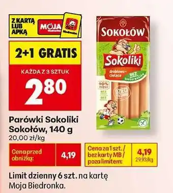Biedronka Parówki Sokoliki Sokołów, 140 g oferta