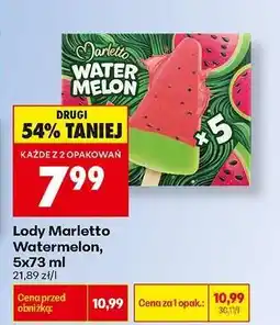 Biedronka Lody Marletto Watermelon, 5x73 ml oferta