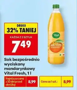 Biedronka Sok bezpośrednio wyciskany mandarynkowy Vital Fresh , 1l oferta