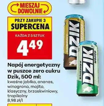 Biedronka Napój energetyczny w puszce zero cukru Dzik, 500 ml oferta